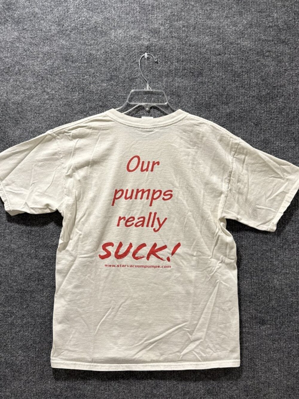 Gildan White 00 S Star Vacuum Our Pumps Really Suck Funny T Shirt Men Sz L